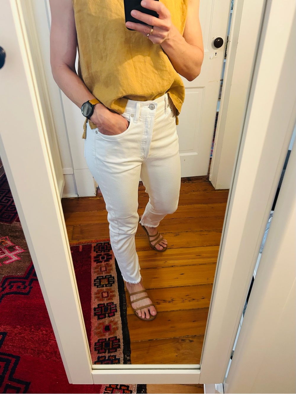 Agolde White Frayed Hem Jeans - Picture 5 of 7